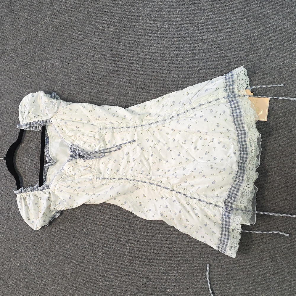 Lacemade Charming White and Blue Kids Dress Medium & Large Available